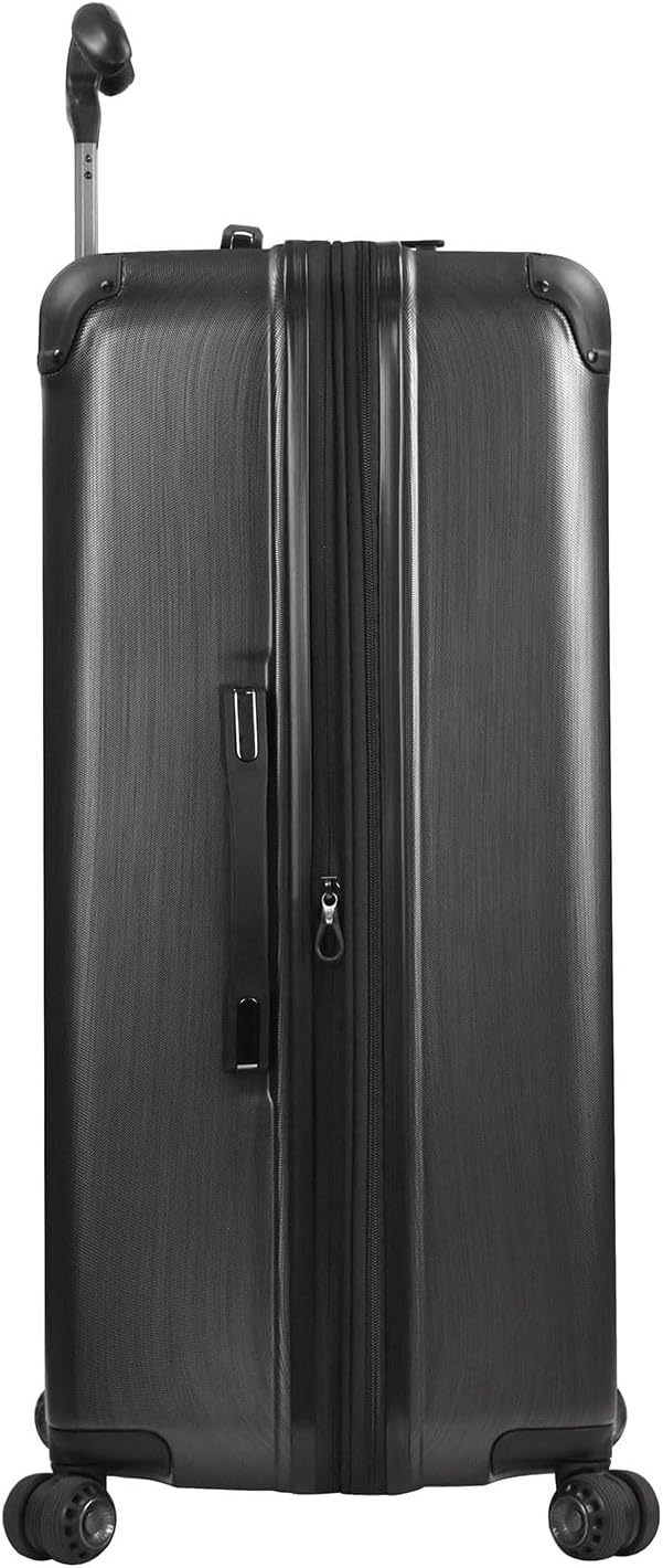 Traveler's Choice Silverwood Polycarbonate Hardside Expandable Spinner Luggage, Brushed Metal, Checked-Large 30-Inch