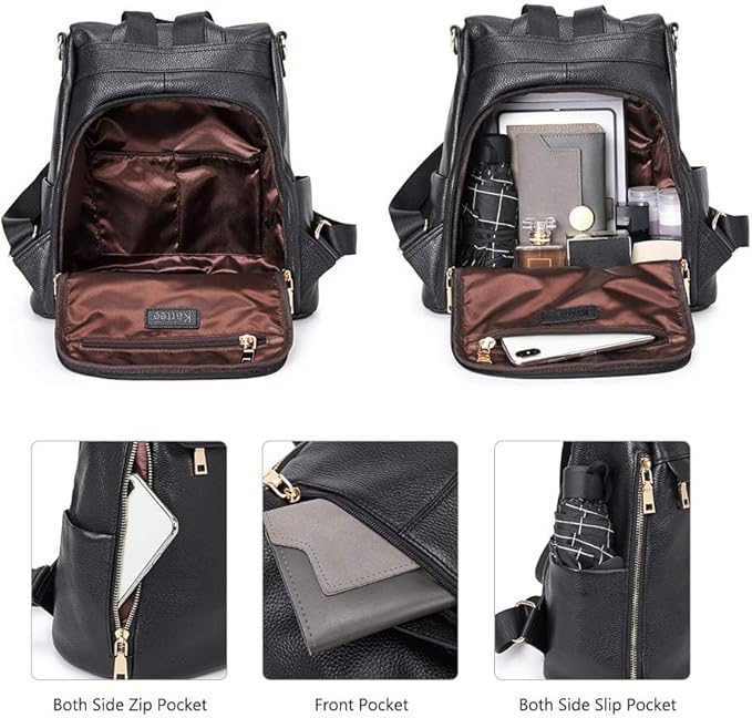 Kattee Women's Anti-Theft Backpack Purse Genuine Leather Shoulder Bag Fashion Ladies Satchel Bags