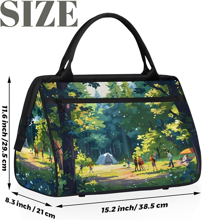 Camp Forest Overnight Weekender Bag for Women Men Travel Duffel Bags Waterproof Luggage Carry on Sports Yoga Gym Bag