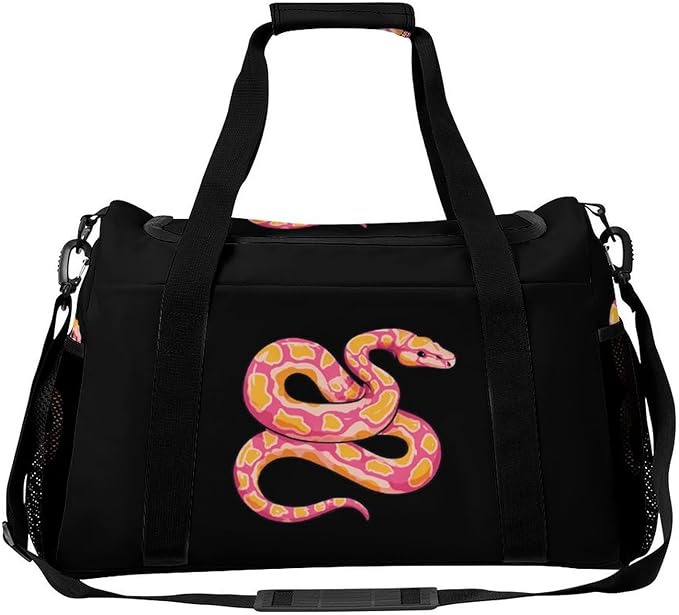 Python Snake Pinkcolor Duffle Bag Gym Bag for Workout Travel Tote with Detachable Straps