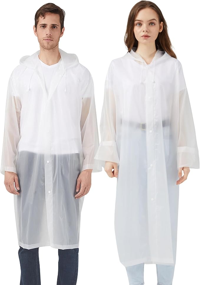 Rain Ponchos Raincoats for Adults Women, Reusable Rain Jacket Coats with Hood for Family Disney Park Travel 2 Pack