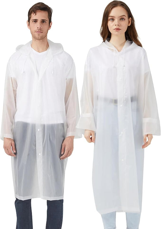 Rain Ponchos Raincoats for Adults Women, Reusable Rain Jacket Coats with Hood for Family Disney Park Travel 2 Pack
