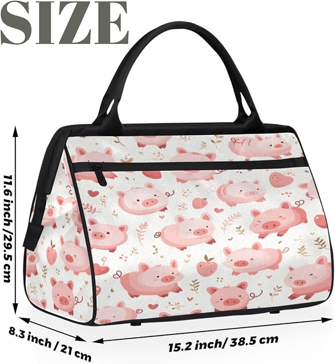 Pink Pig Overnight Weekender Bag for Women Men Travel Duffel Bags Waterproof Luggage Carry on Sports Yoga Gym Bag
