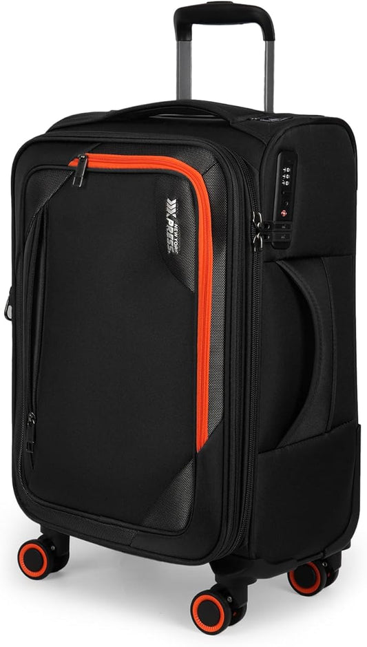 22 inch Carry on Luggage,Softside Suitcase w/TSA LOCK,Expandable 20% Luggage w/Spinner Wheels, Tear-Resistant,Lightweight Rolling Suitcases for Men/Women（Black,22in）