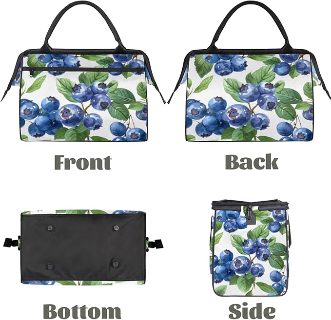 Fruit Blueberries Overnight Weekender Bag for Women Men Travel Duffel Bags Waterproof Luggage Carry on Sports Yoga Gym Bag