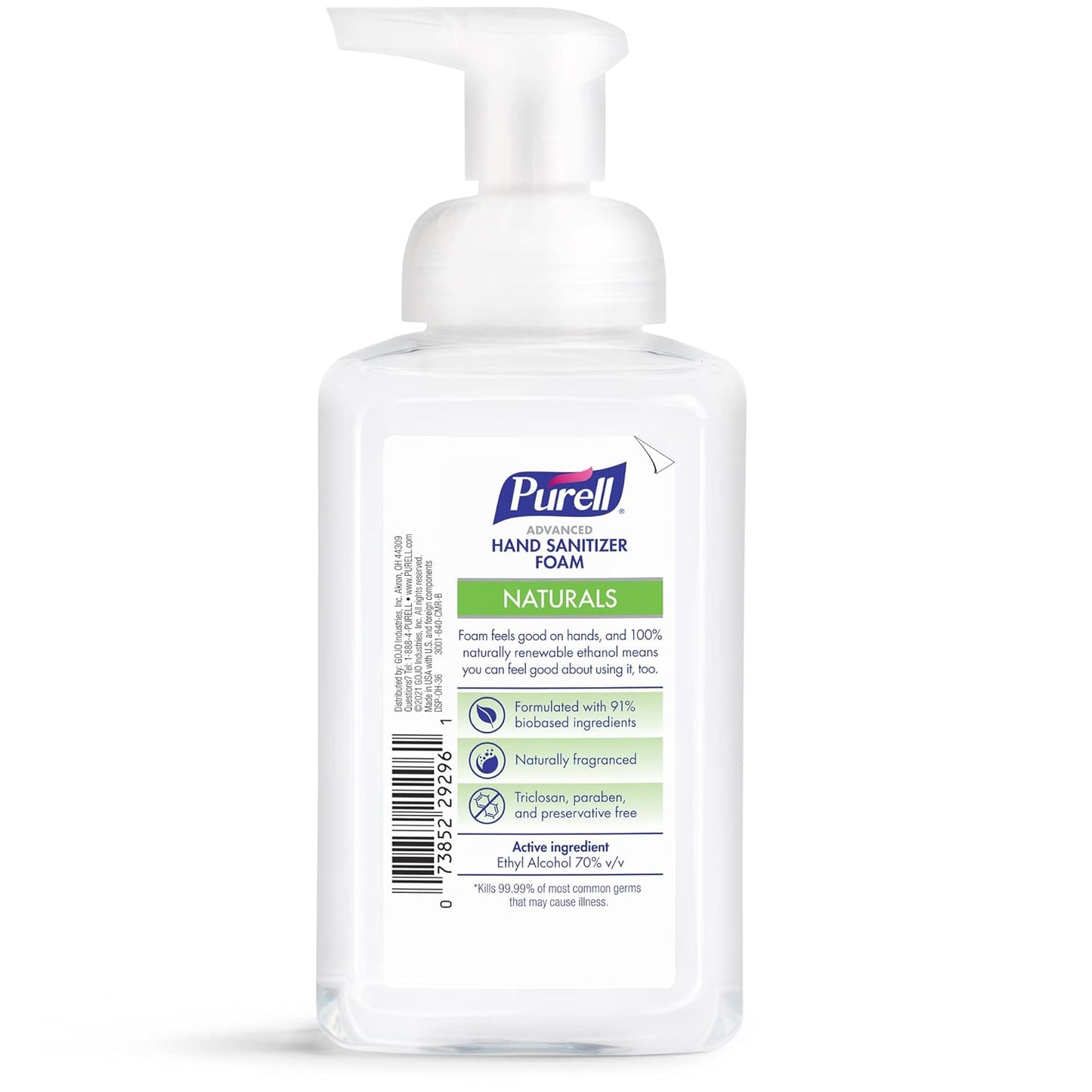 Purell Advanced Hand Sanitizer Naturals Foam with Plant-Based Ethanol, 10 fl oz Foam Pump Bottle (Pack of 3), 3001-06-EC