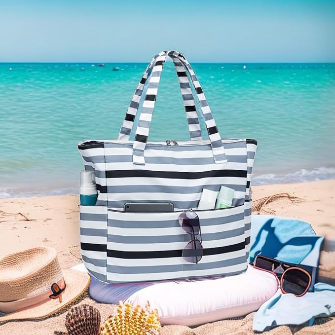 LEDAOU Beach Bag Waterproof Sandproof Women Beach Tote Pool Bag with Zipper for Swim Gym Grocery Travel with Wet Pocket | Sandproof, with Zipper, for Gym, Grocery, Travel, with Wet Pocket