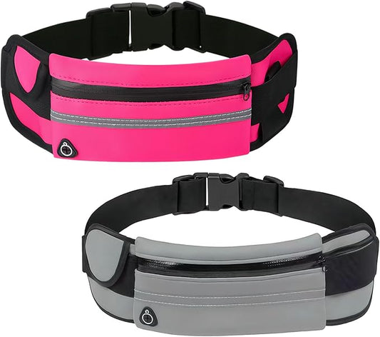 Anti-Theft Invisible Waist Bag, Anti-Theft Money Belt Multifunctional Outdoor Sports Waist Bag for Sports, Travel & Daily Use (Rose Red+Grey)
