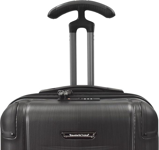 Traveler's Choice Silverwood Polycarbonate Hardside Expandable Spinner Luggage, Brushed Metal, Carry-on 21-Inch