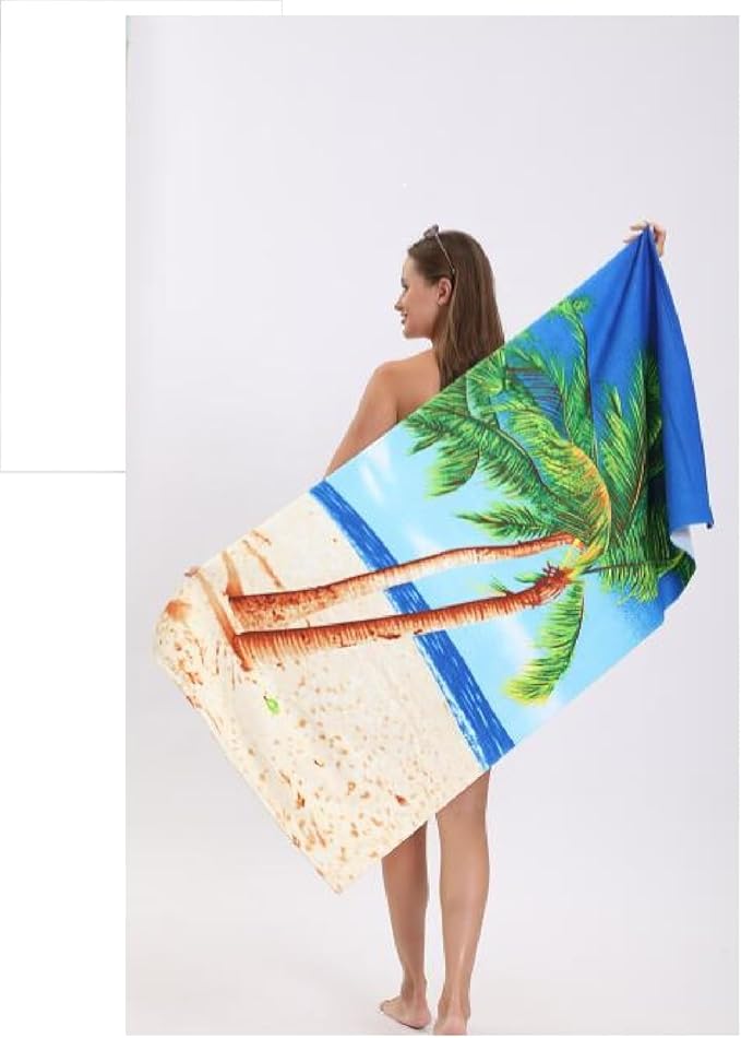 ANNPER Sunbeam Quick-Dry Beach Towel – Compact & Lightweight (55x28 in, 140x90 cm) with Vibrant Tropical Palm Print. Perfect for Travel, Pool, or Beach – Fast Drying & Easy Packing!