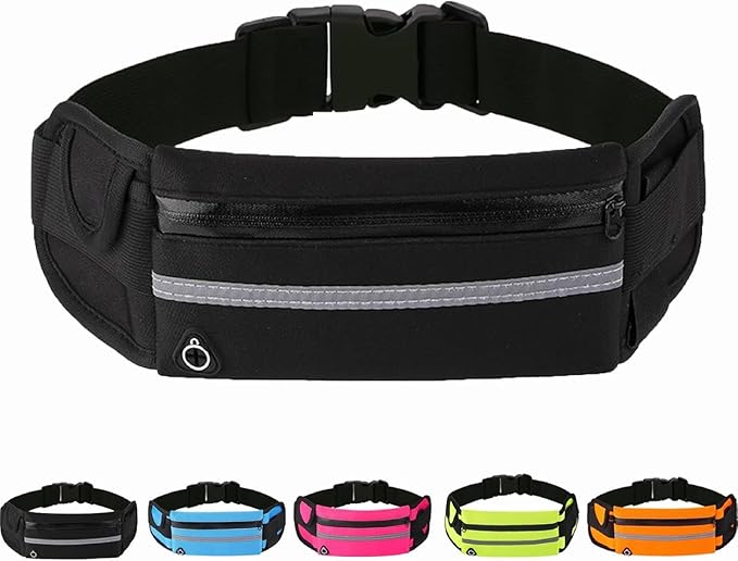 Anti-Theft Invisible Waist Bag, Multifunctional Outdoor Sports Waist Bag with Water Bottle Strap, Lightweight and Waterproof Money Belt (Black)