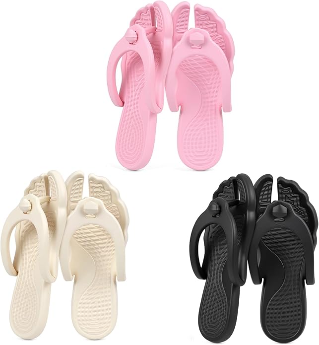 Rosoz Flip Flops for Women Men Foldable Travel Slippers Lightweight Shower Shoes Non-Slip Quick-Dry Bathroom Camp Beach Sandals