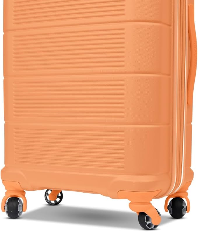 American Tourister Stratum 2.0 Expandable Hardside Luggage with Spinner Wheels, 28-Inch Checked-Large, Papaya