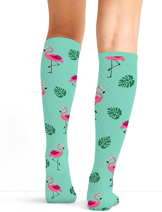 Cherokee Women's 10-15mmHg Compression Socks – Fun Print Knee Highs with Light Support, Soft Feel - PRINTSUPPORT
