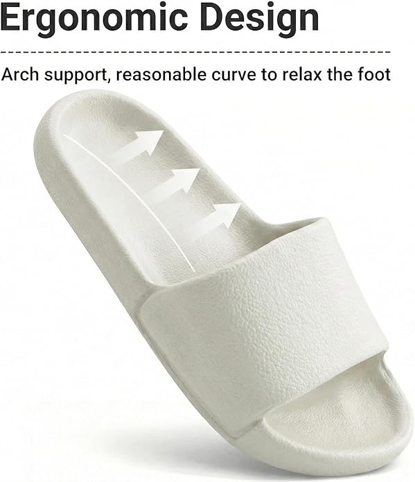 Shower Shoes for Women & Men - Non-Slip House Slippers - Cloud Comfort Slides - Quick-Dry, Arch Support - Perfect for Bathroom, Beach, Pool, Travel