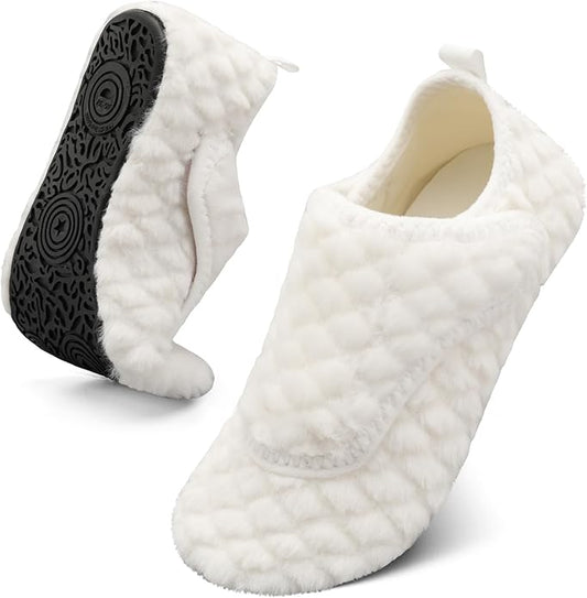 BARERUN Slippers for Women Men Wide House Diabetic Shoes for Women Men Warm Arthritis Edema Swollen Neuropathy Socks Slip on Adjustable Fuzzy Comfy Soft Womens Mens Bedroom Sliipers