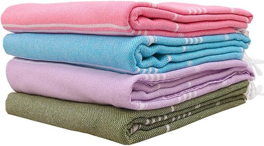 HAVLULAND Turkish Beach Towels – Oversized, Quick-Dry & Sand-Free | Lightweight, Absorbent Bath Towels for Beach, Pool, Travel, Vacation, Adults Gifts Cruise Essentials| 40” x 72” Bulk Set