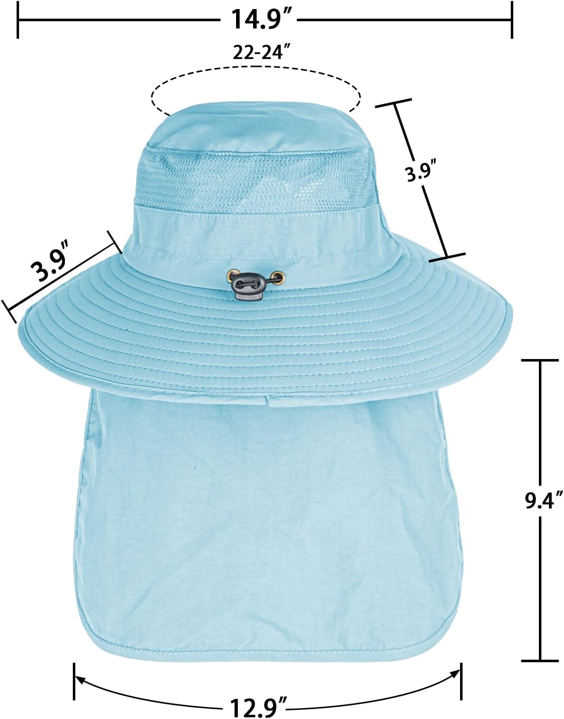 Sun Hats for Men Women Fishing Hat UPF 50+ Breathable Wide Brim Bucket Hats Summer UV Protection Safari Hat with Neck Flap