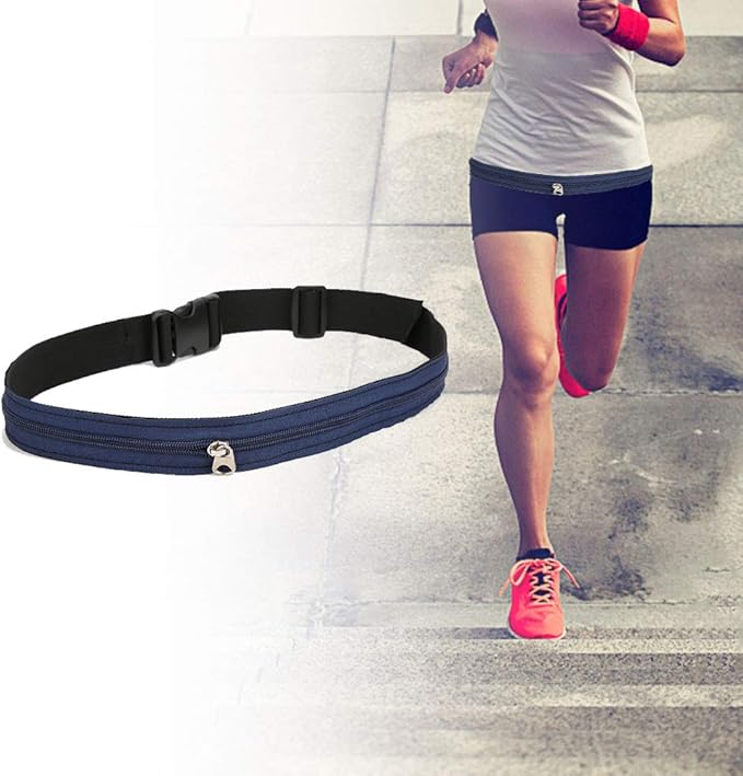 Anti Theft Money Belt with Zipper Pocket, Sports Waist Bag for Outdoor Activities, Concealed Wallet Belt for Running Travel Hiking, Durable Polyester Belt with Secure Release Buckl (3CM)