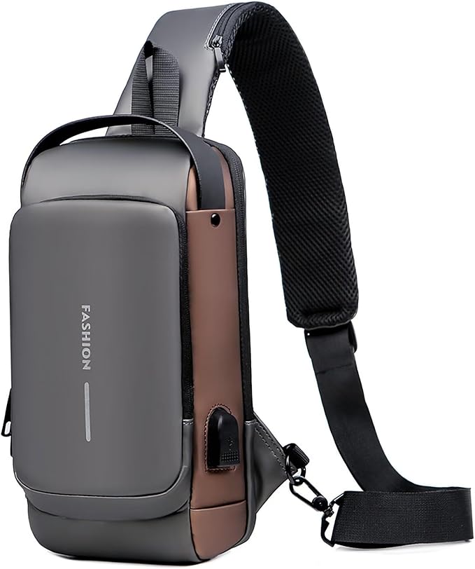 Sling Bag for Men Women, Anti-theft Crossbody Bags with USB Charging Port Waterproof Crossbody Sling Backpack Shoulder Bag for Hiking Cycling Running Travel