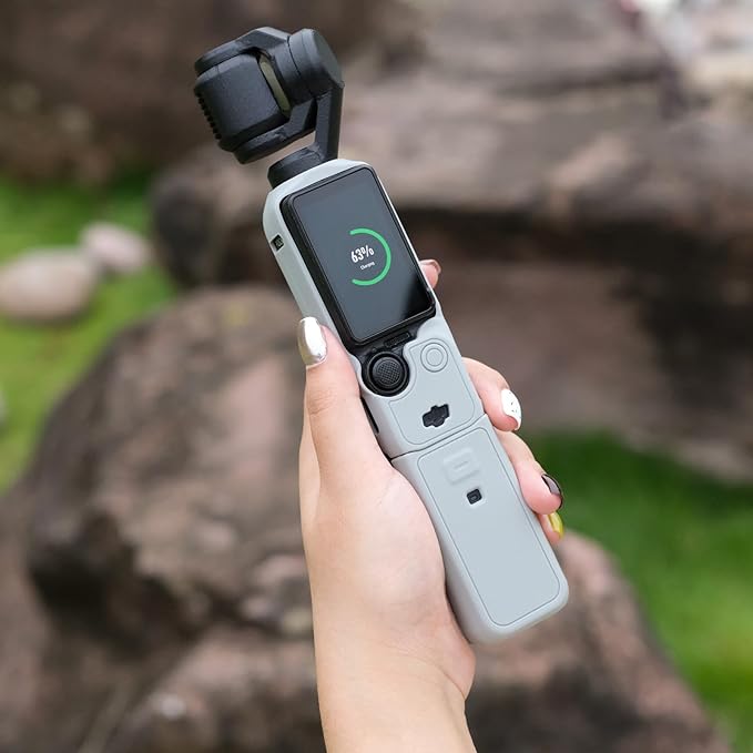 Protective Case for DJI Osmo Pocket 3 / Xtra Muse Camera, Soft Silicone Grip Cover with Screen Protection & Mic, Lightweight, Anti-Scratch, for Travel, Vlogging, Daily Filming – Grey
