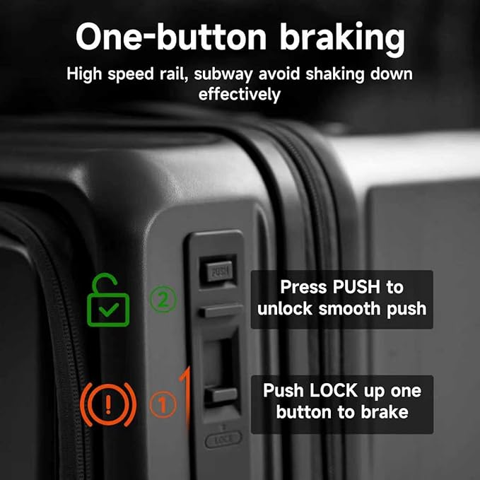 ROAMING Expandable 24-Inch Checked Luggage with Mute Brake Wheels Airline Approved Hard Shell Suitcases with Front Pocket Top Opening Luggage with TSA Lock for Short Business Travel, Black