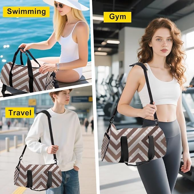 Unique Geometric Collage Design Packable Womens Gym Bag Oxford Tote Bags Adjustable Shoulder Strap, Convertible Carry Backpack Personalized Duffle Bag For Boxing Tennis Gym Backpack For Women