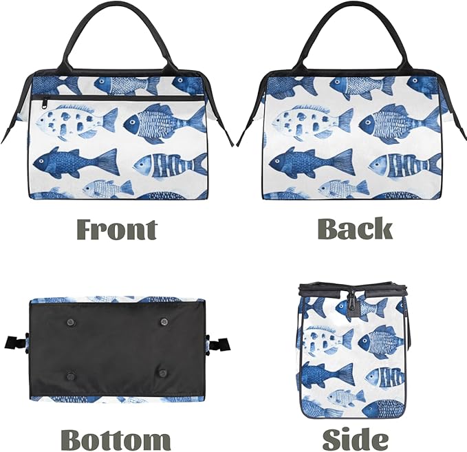 Fish Overnight Weekender Bag for Women Men Travel Duffel Bags Waterproof Luggage Carry on Sports Yoga Gym Bag