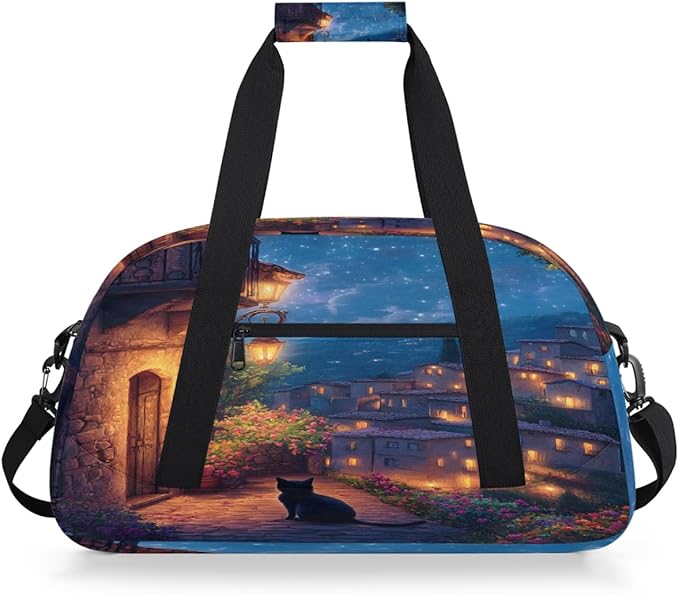 Travel Duffle Bag for travel duffle bag sports Girls Boys Kids Cat Animals Landscape Lightweight Overnight Sleepover Weekender Bags Small Dance Gym Sport Bag Teens Carry-On Size Workout Bag