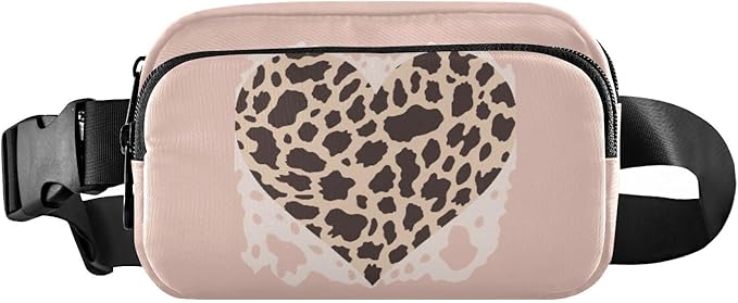 Leopard Heart Fanny Pack for Women Men Water Resistant Fashion Waist Packs with Adjustable Strap Belt Bag for Travel Workout Jogging Hiking 21217813