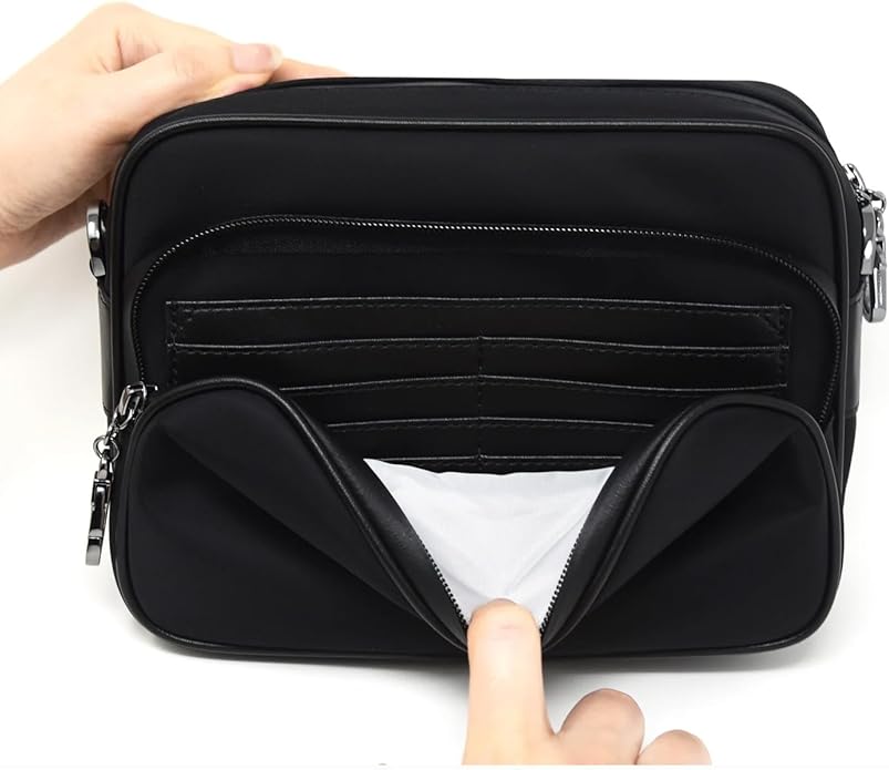 Womens Anti-Theft Water-Proof Travel Crossbody Bag with Slash-Resistant Faux Leather & Locking Clasps Strap