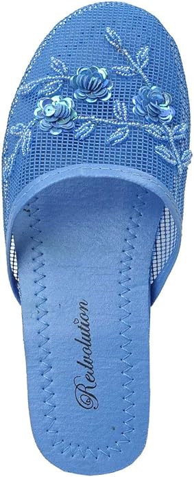 REDVOLUTION Women's Chinese Mesh Slipper Floral Flip Flop Sandals | 1313