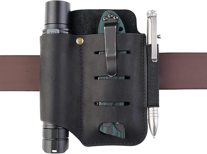 VIPERADE PJ15 Multitool Sheath for Belt, Leather Flashlight Holster, EDC Belt Organizer, Leather EDC Pocket Organizer, Flashlight Sheath