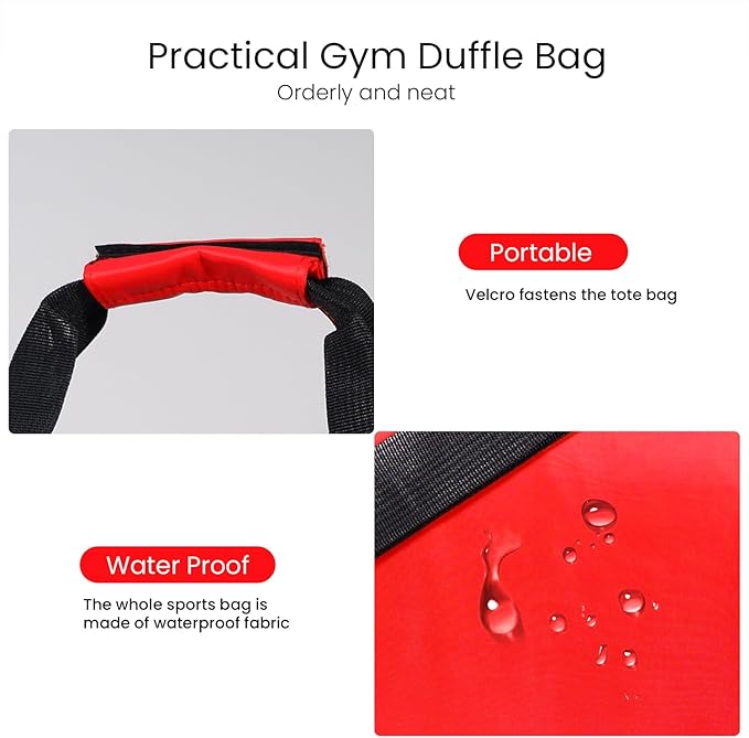 C&F BOGMOST Small Gym Bag for Women & Men,Small Lightweight Duffel Bag Carry On Bags Mini Duffel Travel Bag Waterproof Sports Bags for Workout/Sport/Travel, Red,Large