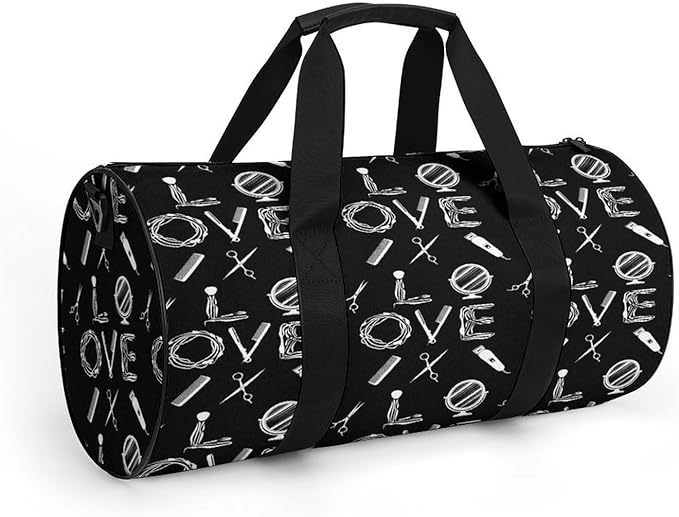 Basketball Football Weekender Bag Dance Sports Gymnastics Bag Lightweight Travel Sports Bags (Hairdresser Hairstylist Love Barber Tool)