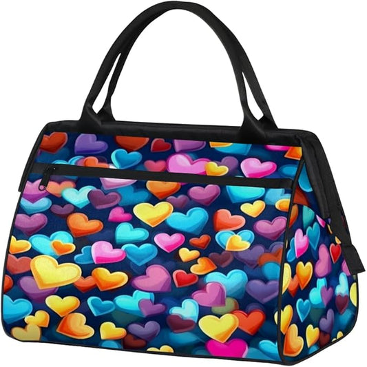 Romantic Love Overnight Weekender Bag for Women Men Travel Duffel Bags Waterproof Luggage Carry on Sports Yoga Gym Bag