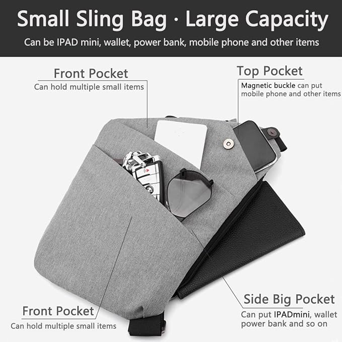 Tealots Small Sling Bag Crossbody Personal Pocket Bag Anti-Thief Chest Bags Shoulder Backpack for Travel Hiking Daypacks