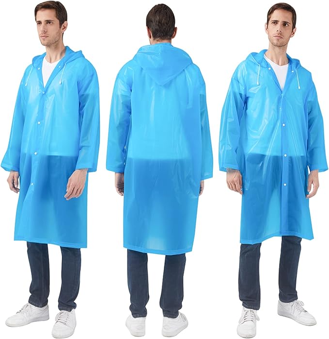 Rain Ponchos Raincoats for Adults Women, Reusable Rain Jacket Coats with Hood for Family Disney Park Travel 2 Pack