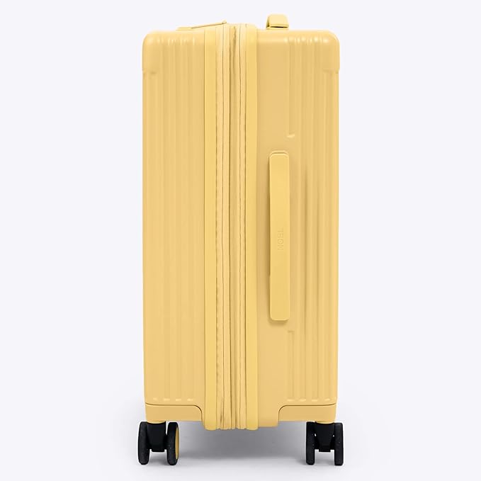 NOBL Travel Carry On Expandable Luggage, Noble Aluminum Frame PC Hard Shell Suitcase, 22.5”x14.2”x9.8” Airline Approved, 360° Spinner Wheels, TSA Lock, USB Charging, Cup & Phone Holder - Butter Yellow