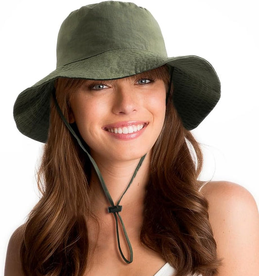 Water-Resistant Sun UPF 50+ Bucket Hat Protection Packable Brimmed Boonie for Women Men Summer Lightweight Hiking Outdoor Cap
