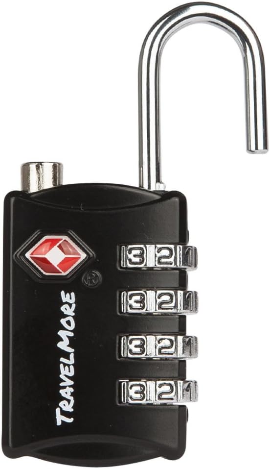 TSA Luggage Locks with 4 Digit Combination – Heavy Duty Set Your Own Padlocks for Travel, Baggage, Suitcases & Backpacks - 1 Pack Black