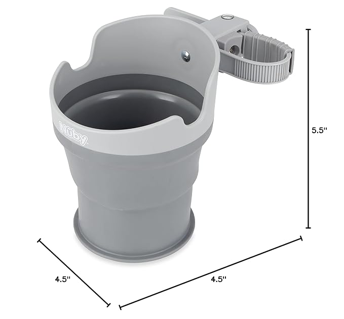 Nuby Collapsible Cup Holder - Travel/Stroller Accessory Gray