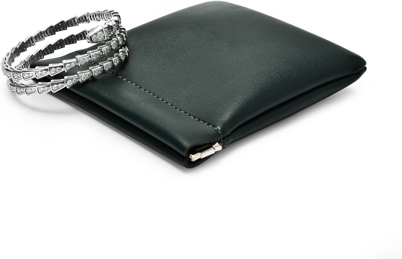 PU Leather Jewelry Travel Bag Leather Jewelry Pouch Christmas,Wedding Party Favor Gift Bag (L, Dark Green)