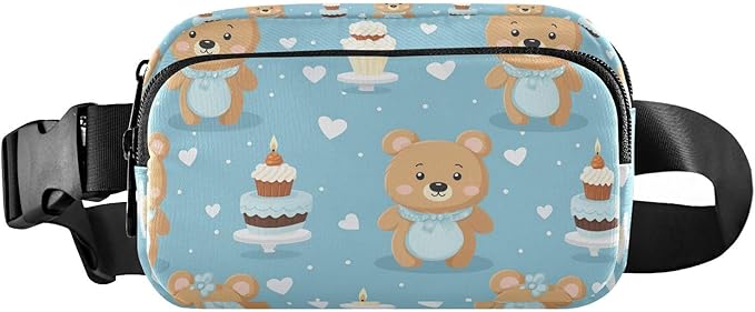 Cute Bear Cake Fanny Pack for Women Men Water Resistant Fashion Waist Packs with Adjustable Strap Belt Bag for Travel Workout Jogging Hiking 21219791