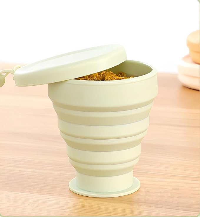 Silicone Collapsible Cups, Folding Camping Cup with Lid, Reusable To- Small Portable Drinking Cup- Perfect for Camping, Hiking and Outdoor Sport Events, for Hot and Cold Drinks (200ml)