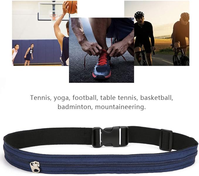 Anti Theft Money Belt with Zipper Pocket, Sports Waist Bag for Outdoor Activities, Concealed Wallet Belt for Running Travel Hiking, Durable Polyester Belt with Secure Release Buckl (3CM)