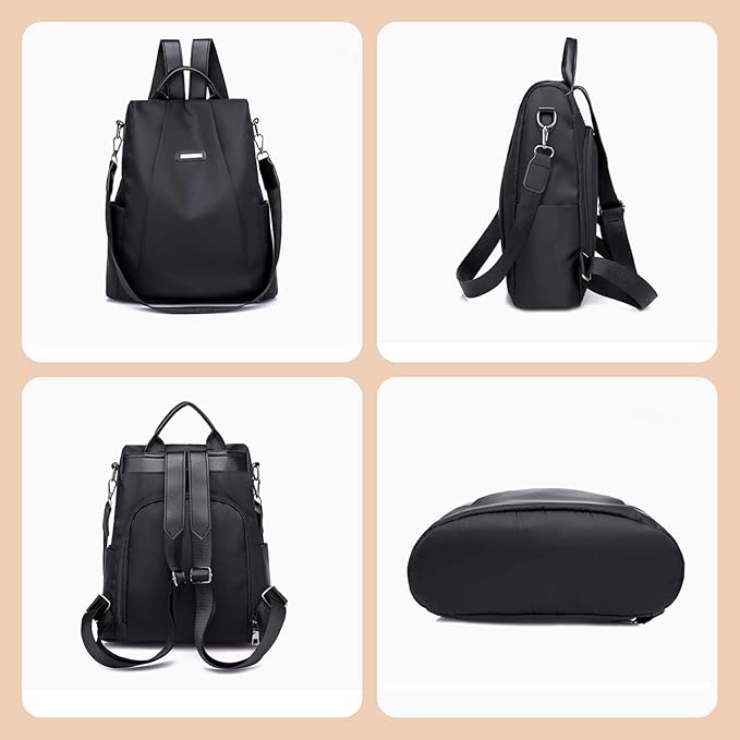 Women Backpacks Anti-Theft Ladies Backpack Purse, Women's Fashion Backpack Shoulder Bag with Replaceable Strap (Casual, Black)