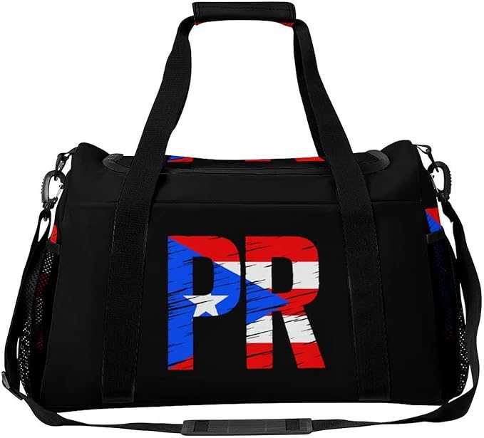 Puertorico P.R. Flag Duffle Bag Gym Bag for Workout Travel Tote with Detachable Straps