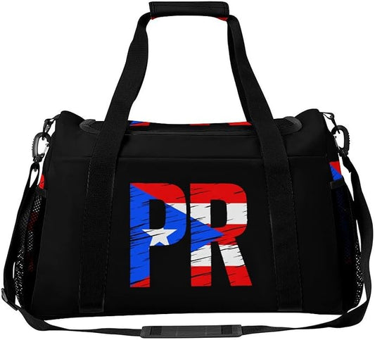 Puertorico P.R. Flag Duffle Bag Gym Bag for Workout Travel Tote with Detachable Straps