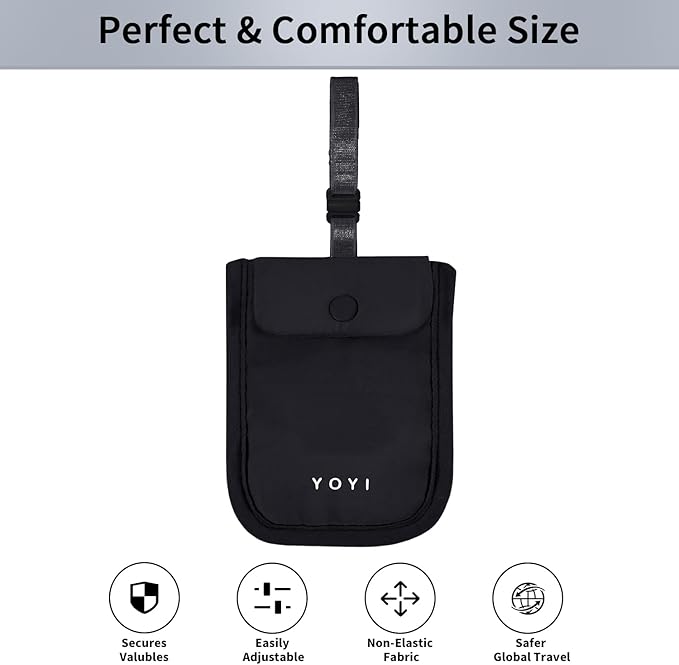 YOYI YOYI RFID Undercover Bra Wallet,Travel Pouch,Secret Pocket - Credit Cards & Money & Valuables with Adjustable,Elastic Strap Suitable for All Bra Sizes